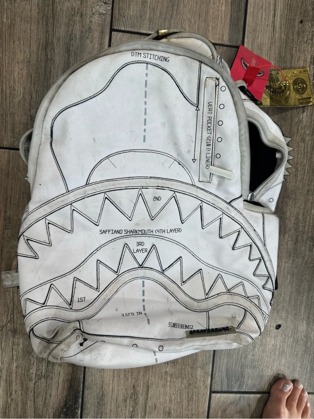 White Graphic Sharkmouth Backpack - Men